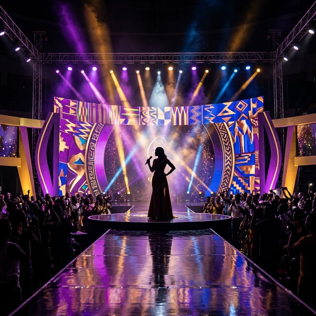 High-production stage for a Ghanaian reality event