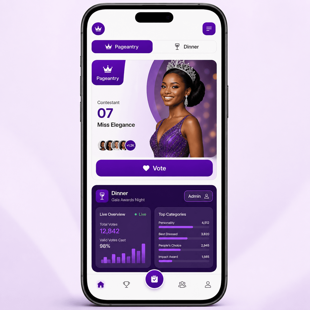 Mould event voting mobile screen