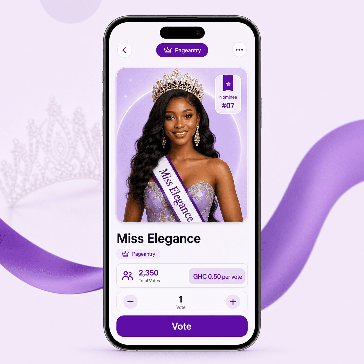 Mould Ghana pageantry mobile voting screen
